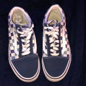 Navy and Light Blue Checkered Old Skool Vans